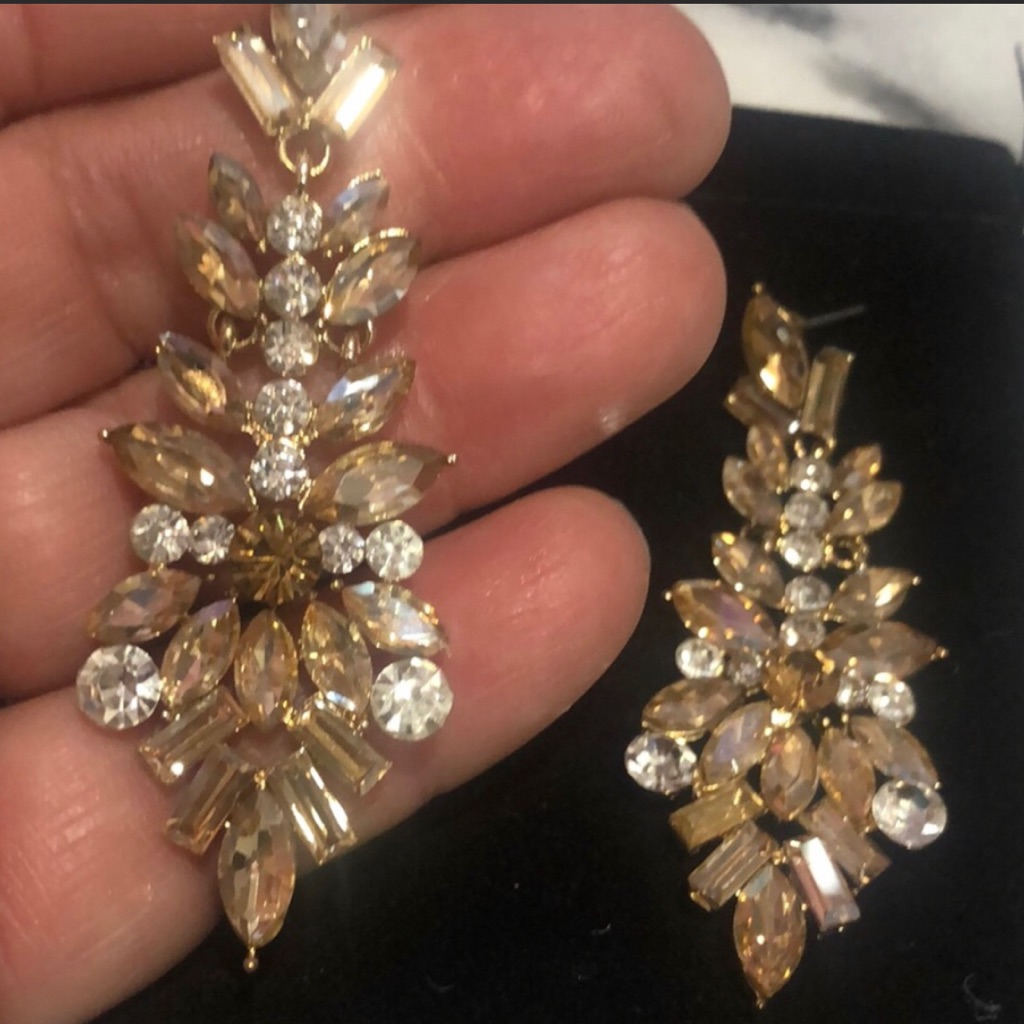 Light Golden Colorado Crystal Dangle Earring,Nwt